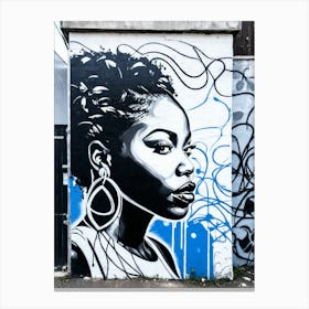 Graffiti Mural Of Beautiful Black Woman 305 Canvas Print