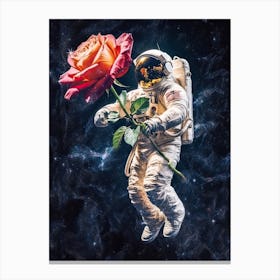 Astronaut With A Bouquet Of Flowers 8 Canvas Print