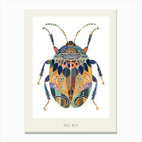 Colourful Insect Illustration Pill Bug 14 Poster Canvas Print