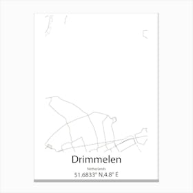 Drimmelen,Netherlands Minimalist Map Canvas Print