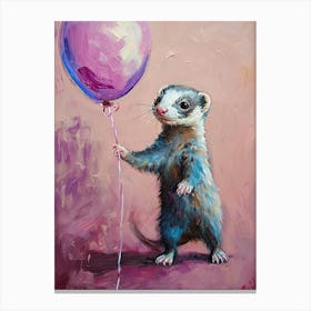 Cute Ferret 2 With Balloon Canvas Print