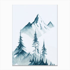 Mountain And Forest In Minimalist Watercolor Vertical Composition 353 Canvas Print