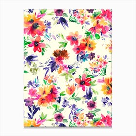 Painterly Tropical Flowers Canvas Print
