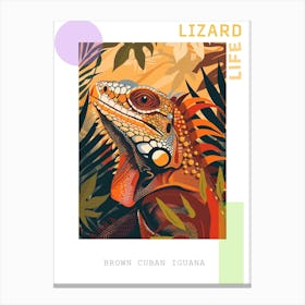 Brown Cuban Iguana Abstract Modern Illustration 6 Poster Canvas Print