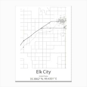 Elk,Poland Minimalist Map Canvas Print