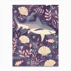 Purple Blacktip Reef Shark Illustration 1 Canvas Print