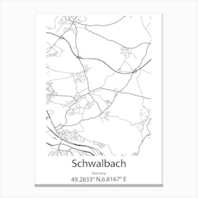 Schwalbach,Germany Minimalist Map Canvas Print