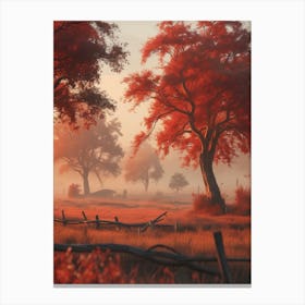 Red Autumn Trees Canvas Print