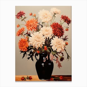 Bouquet Of Asters, Autumn Fall Florals Painting 6 Canvas Print