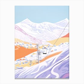 Val Thorens   France, Ski Resort Pastel Colours Illustration 0 Canvas Print