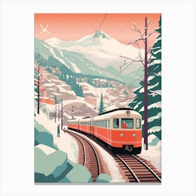 Vintage Winter Travel Illustration Hakone Japan 1 Canvas Print