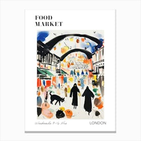 The Food Market In London 1 Illustration Poster Canvas Print