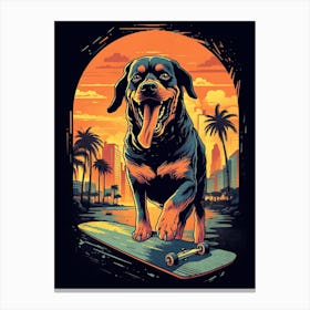 Rottweiler Dog Skateboarding Illustration 1 Canvas Print