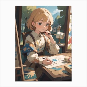 Girl Painting Canvas Print