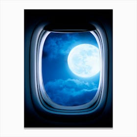 Airplane window with Moon, porthole #7 1 Canvas Print