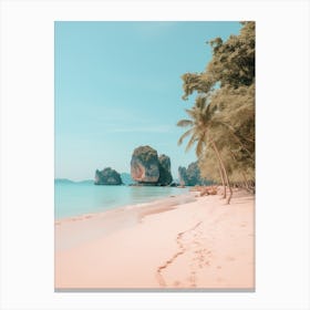 Railay Beach Krabi Thailand Turquoise And Pink Tones 4 Canvas Print