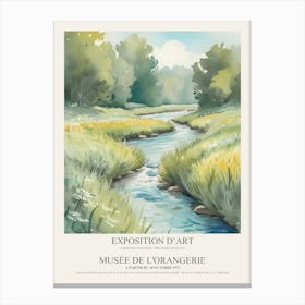 Claude Monet Style Art Exhibition Meadow Creek Modern Art Gallery Canvas Print