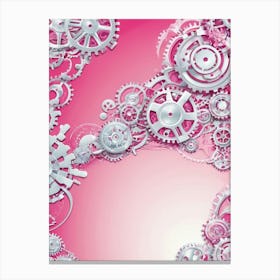 Pink Background With Gears Canvas Print