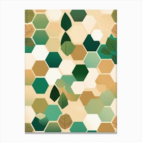 Hexagon Pattern In Green And Beige Canvas Print