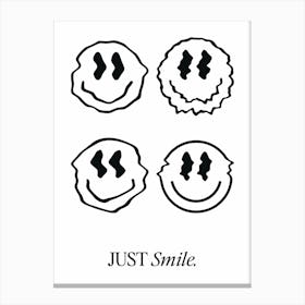 Just Smile White Canvas Print