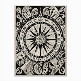 Wheel OF Fortune In Black And White Canvas Print