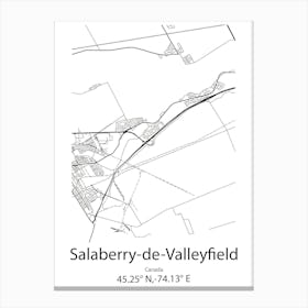 Salaberry De Valleyfield,Canada Minimalist Map Canvas Print