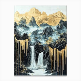 Ural Mountains Golden Peaks - Gilded Minimalism Canvas Print