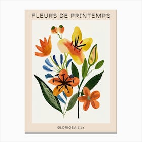 Spring Floral French Poster  Gloriosa Lily 4 Canvas Print