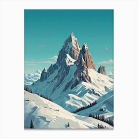 Cortina D Ampezzo   Italy, Ski Resort Illustration 3 Simple Style Canvas Print