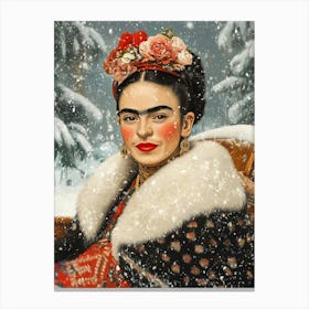 Frida Kahlo Weihnachts Malerei, Selbstportrait Frida mit Schneeflocken Canvas Print