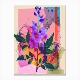 Delphinium 1 Neon Flower Collage Canvas Print