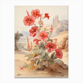 Chinese Hibiscus Flower Victorian Style 2 Canvas Print