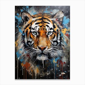 Tiger Art In Street Art Style 4 Canvas Print