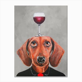 Dachshund With Wineglass Canvas Print