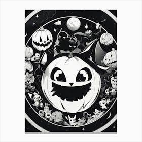 Halloween Pumpkins Pokemon Black And White Pokedex Canvas Print