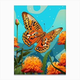 Pop Art Fritillary Butterfly 1 Canvas Print