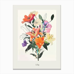 Lily 2 Collage Flower Bouquet Poster Canvas Print
