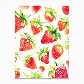 Strawberry Repeat Pattern, Fruit, Storybook Watercolours 1 Canvas Print