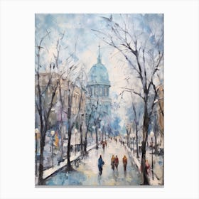 Winter City Park Painting Parque Mexico Mexico City Canvas Print