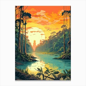 Sundarbans Danum Valley Conservation Area Pixel Art 4 Canvas Print