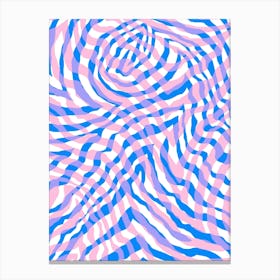 Op Art Checkerboard - Pink Blue Canvas Print