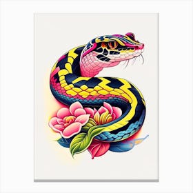 Gaboon Viper Snake Tattoo Style Canvas Print