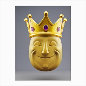 Smiley Face Adorned With A Regal Crown Expression Conveying Royal Happiness Set Against A Detailed Canvas Print