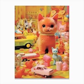 Plastic Toy Kittens Kitsch 2 Canvas Print