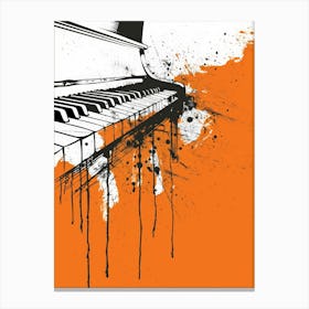 Piano On Orange Background Canvas Print