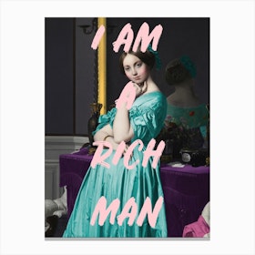 I Am A Rich Man Pink And Mint Canvas Print