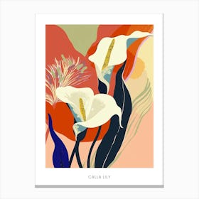 Colourful Flower Illustration Poster Calla Lily 4 Canvas Print