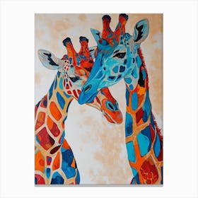 Pair Of Giraffe Colourful 1 Canvas Print