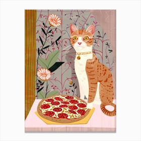 Cat And Pepperoni Pizza 2 Canvas Print