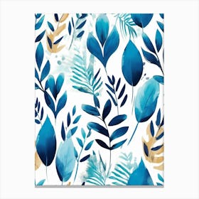 ocean blue leafs abstract print 1 Canvas Print